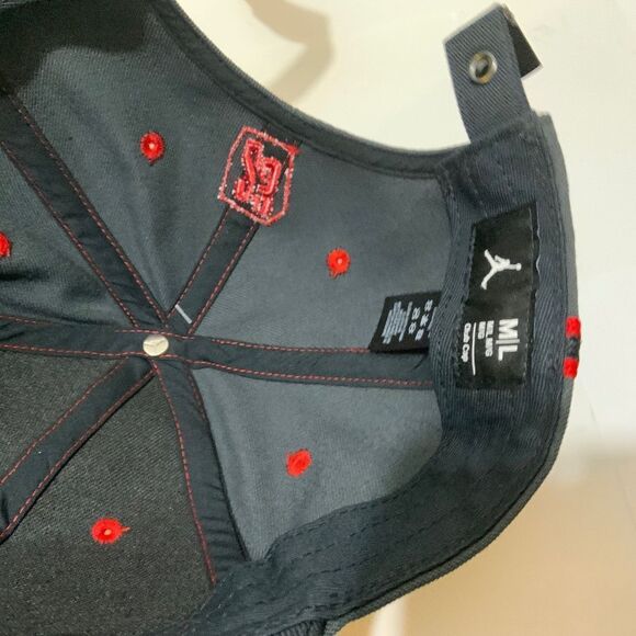 Nike Awake Air Jordan Mens Adjustable Red and Black Leather Bill Hat - Picture 13 of 13